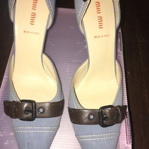 Miu Miu denim spiked heals